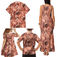 Hawaii Red Brown Tropical Leaves Family Matching Tank Maxi Dress and Hawaiian Shirt - Polynesian Pride