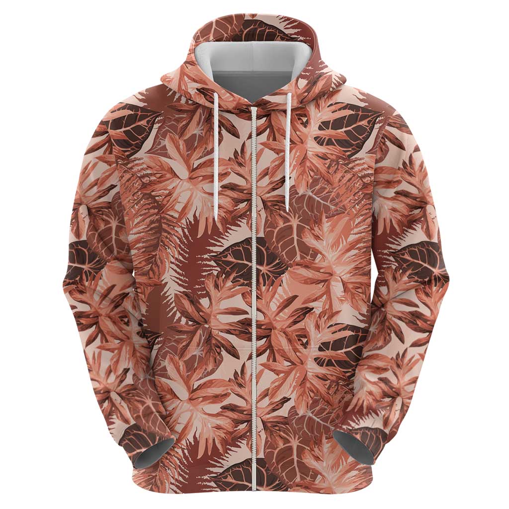 Hawaii Red Brown Tropical Leaves Hoodie - Polynesian Pride