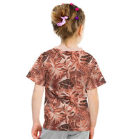 Hawaii Red Brown Tropical Leaves Kid T Shirt - Polynesian Pride
