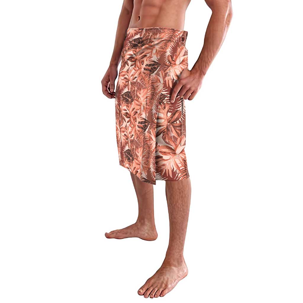 Hawaii Red Brown Tropical Leaves Lavalava - Polynesian Pride