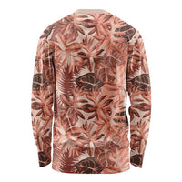Hawaii Red Brown Tropical Leaves Long Sleeve Shirt - Polynesian Pride