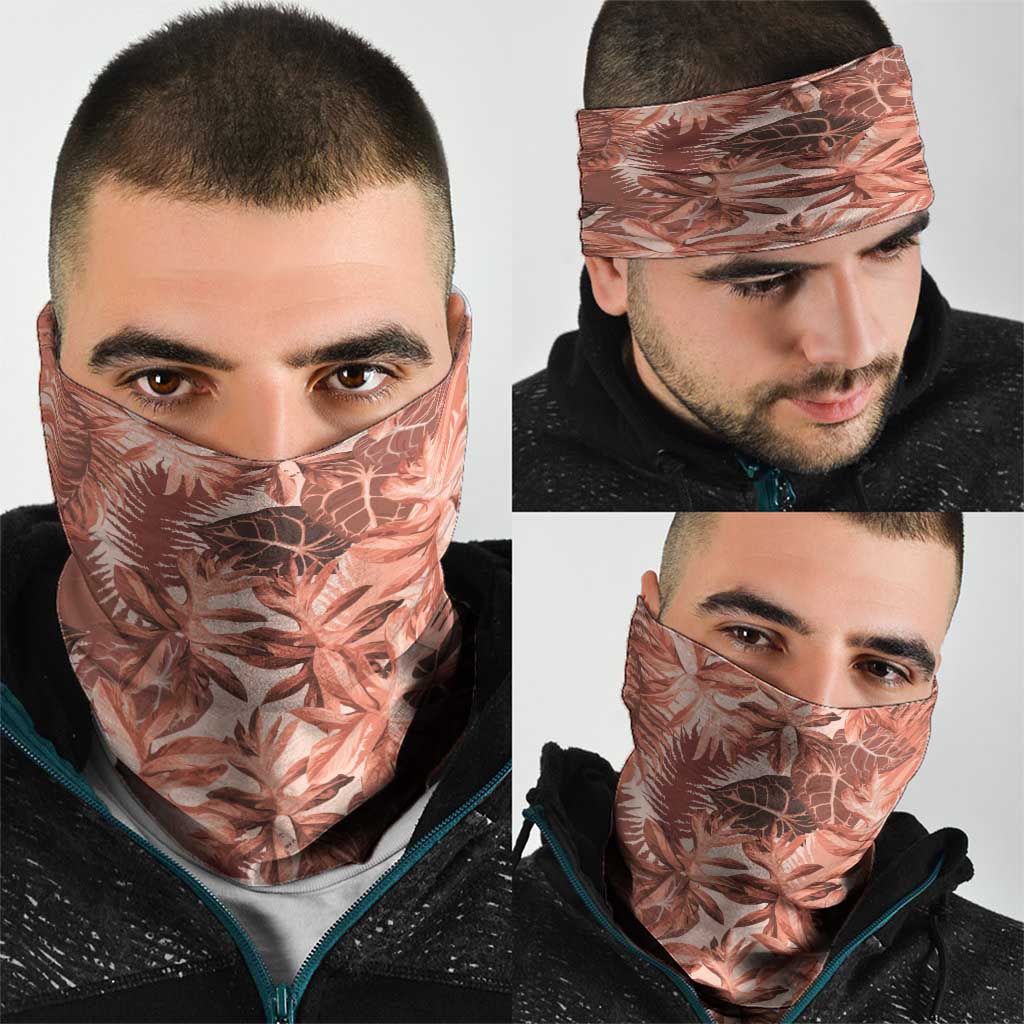 Hawaii Red Brown Tropical Leaves Neck Gaiter - Polynesian Pride