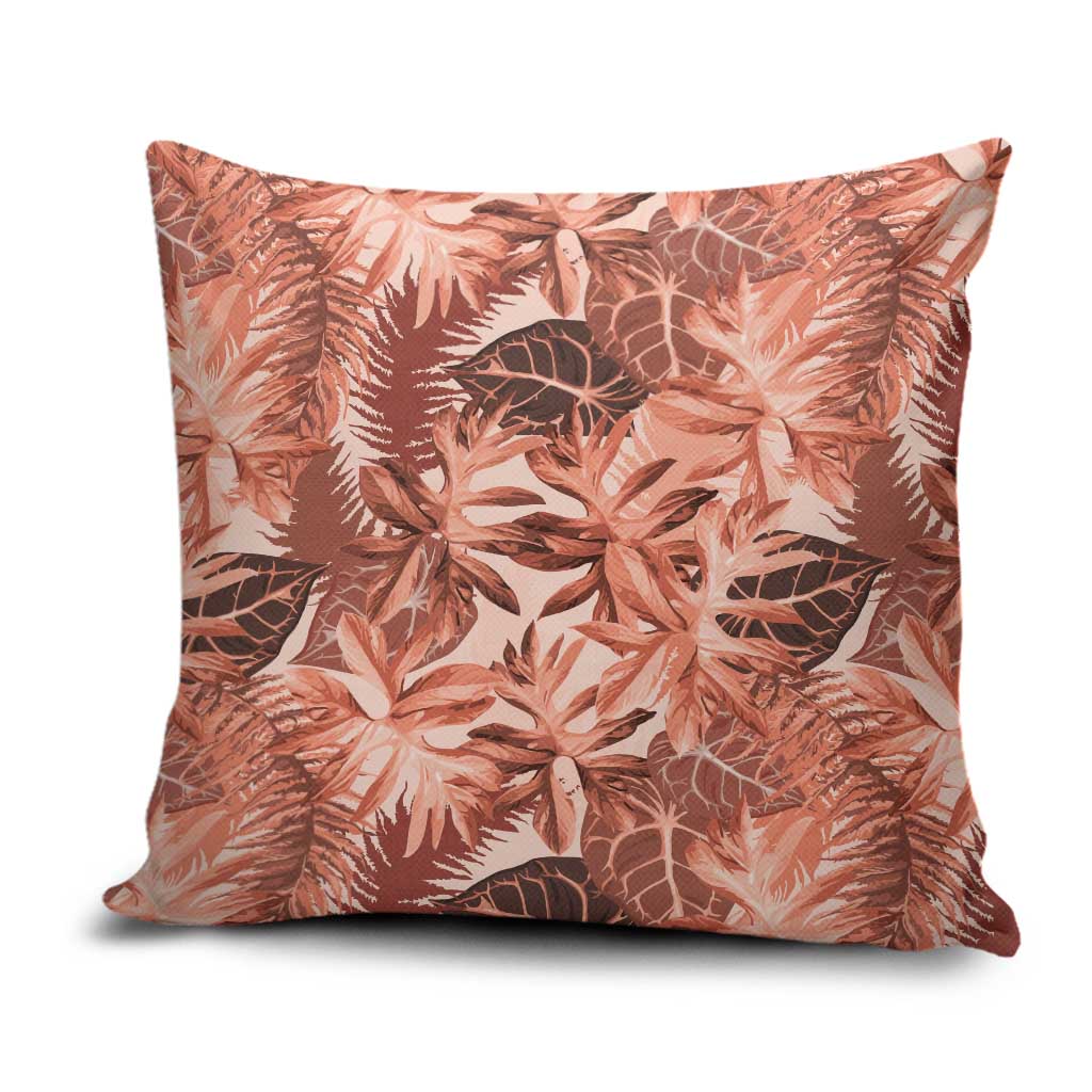 Hawaii Red Brown Tropical Leaves Pillow Cover - Polynesian Pride