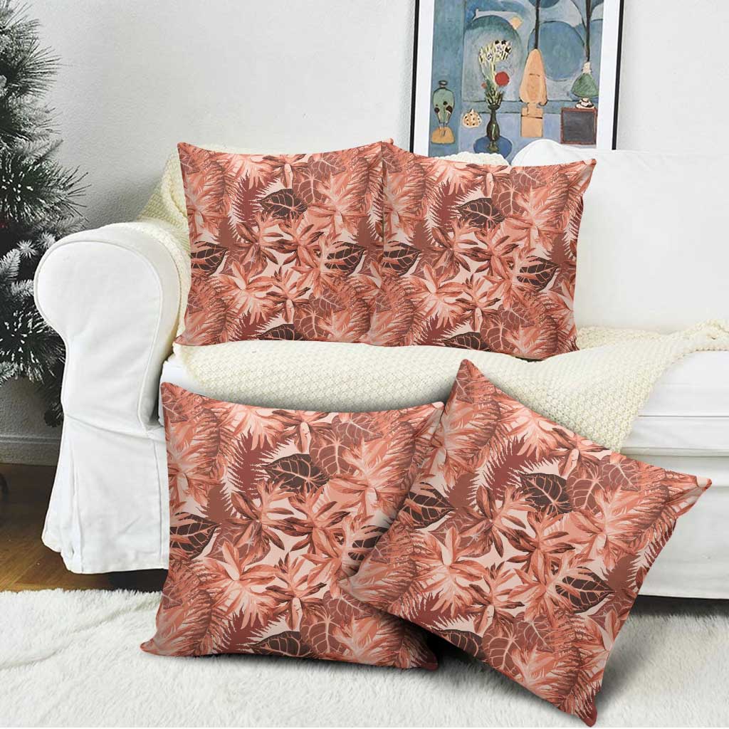Hawaii Red Brown Tropical Leaves Pillow Cover - Polynesian Pride