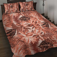 Hawaii Red Brown Tropical Leaves Quilt Bed Set - Polynesian Pride