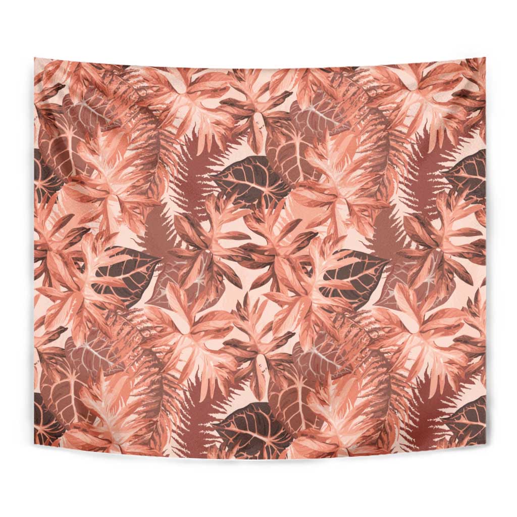 Hawaii Red Brown Tropical Leaves Tapestry - Polynesian Pride