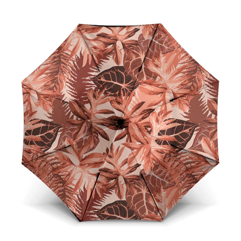 Hawaii Red Brown Tropical Leaves Umbrella - Polynesian Pride