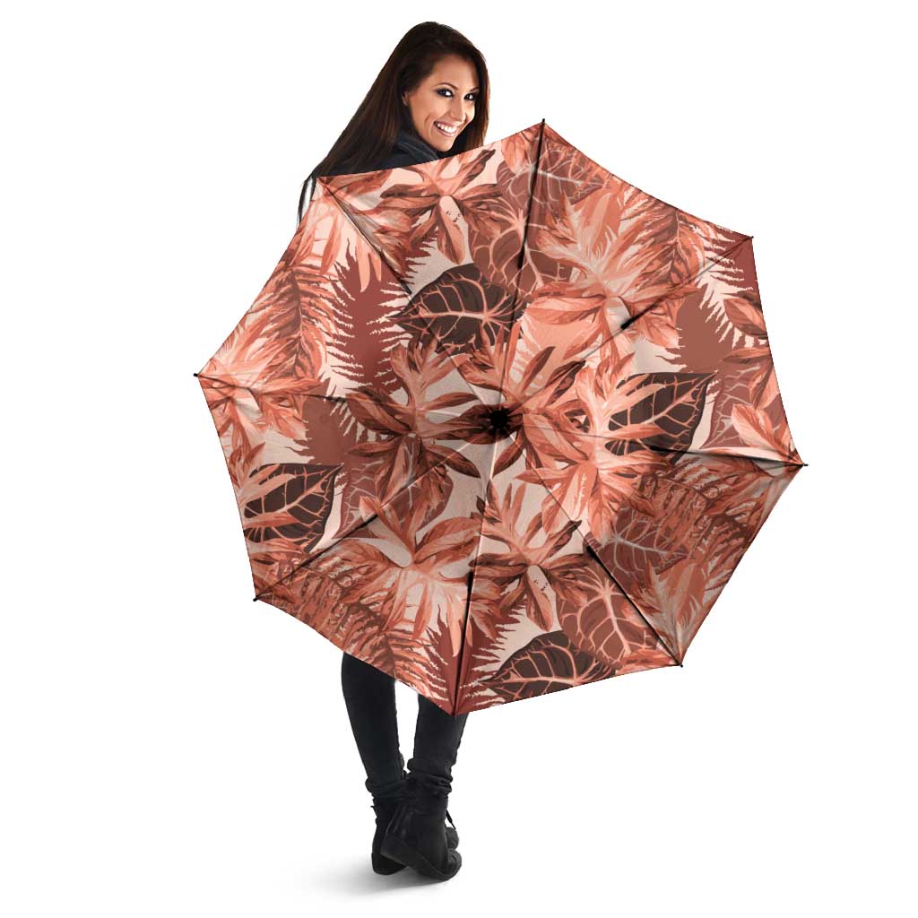 Hawaii Red Brown Tropical Leaves Umbrella - Polynesian Pride