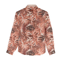 Hawaii Red Brown Tropical Leaves Women Casual Shirt - Polynesian Pride