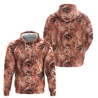 Hawaii Red Brown Tropical Leaves Zip Hoodie - Polynesian Pride
