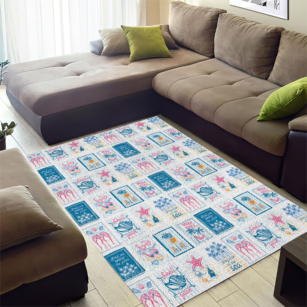 Hawaii Coastal Summer Postcard Area Rug