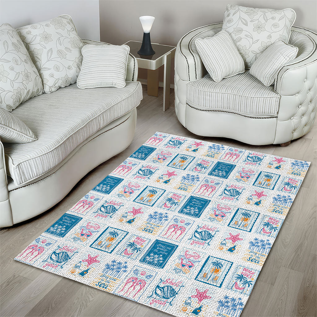 Hawaii Coastal Summer Postcard Area Rug