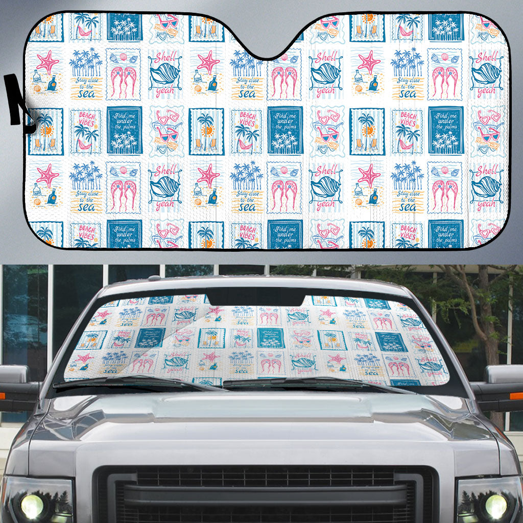 Hawaii Coastal Summer Postcard Auto Sun Shade