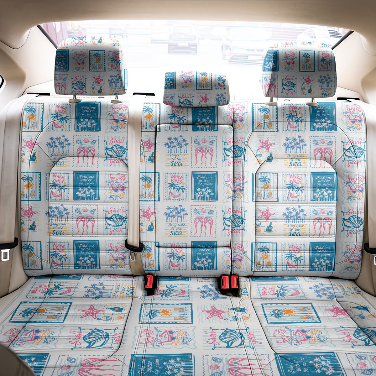 Hawaii Coastal Summer Postcard Back Car Seat Cover
