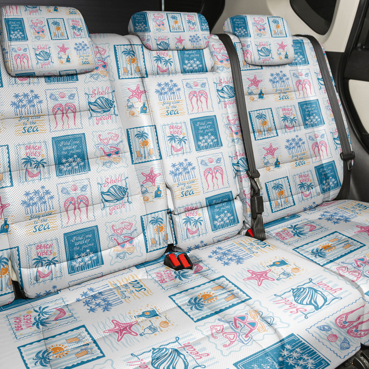Hawaii Coastal Summer Postcard Back Car Seat Cover