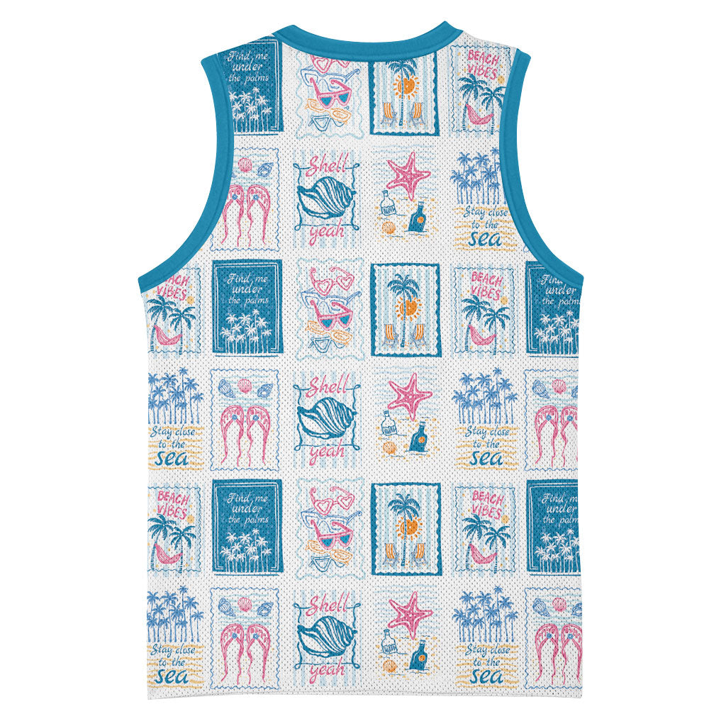 Hawaii Coastal Summer Postcard Basketball Jersey