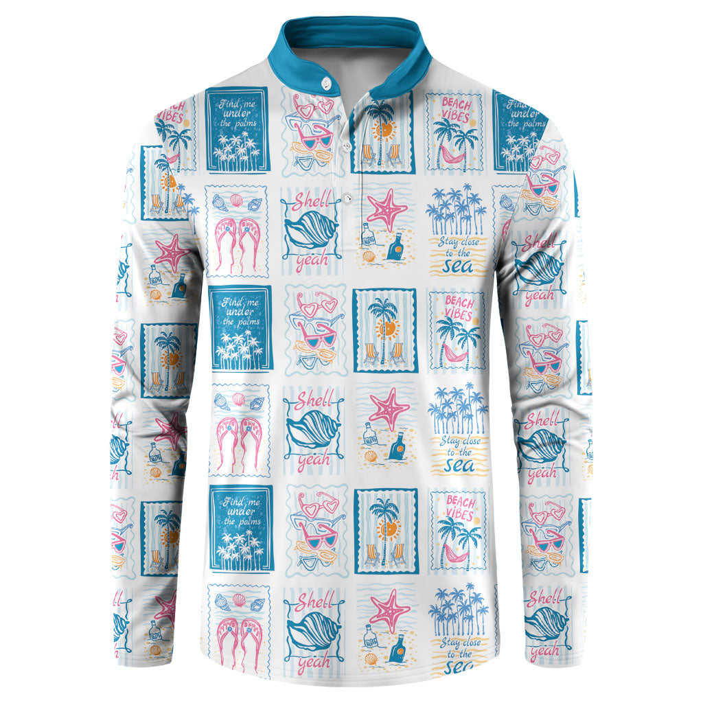 Hawaii Coastal Summer Postcard Button Sweatshirt