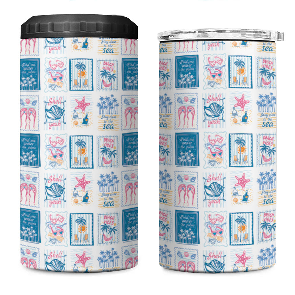 Hawaii Coastal Summer Postcard 4 in 1 Can Cooler Tumbler