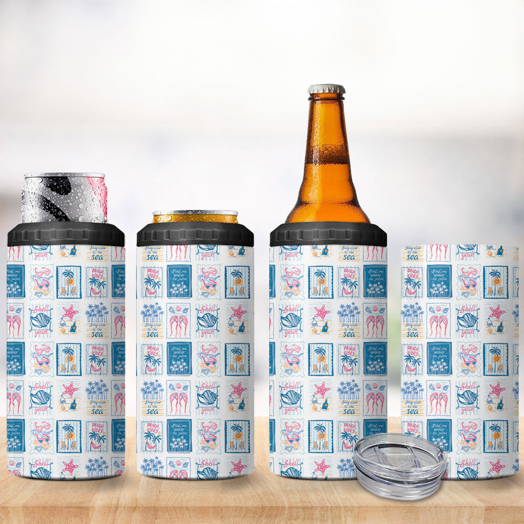 Hawaii Coastal Summer Postcard 4 in 1 Can Cooler Tumbler