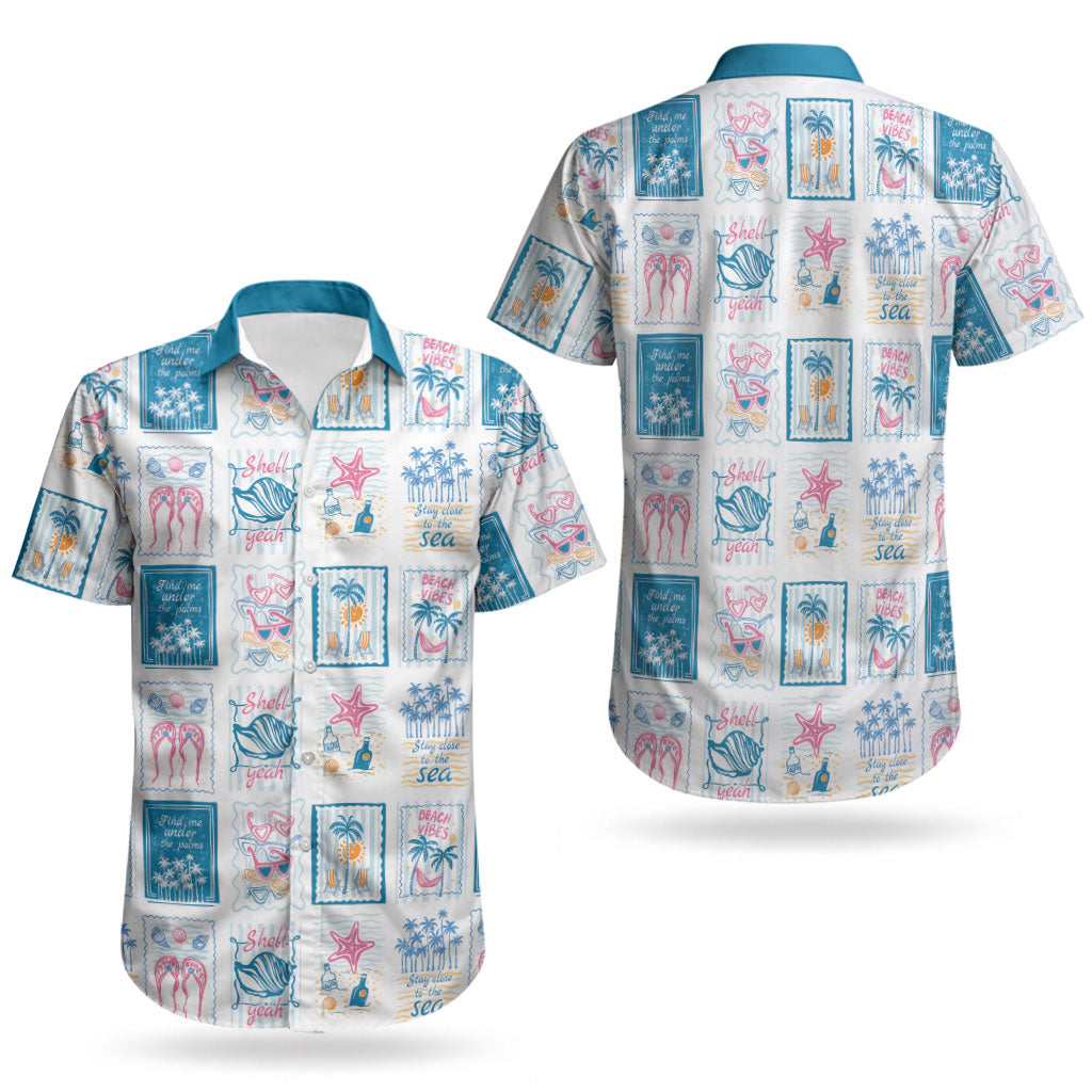 Hawaii Coastal Summer Postcard Couples Matching Mermaid Dress and Hawaiian Shirt