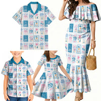 Hawaii Coastal Summer Postcard Family Matching Mermaid Dress and Hawaiian Shirt