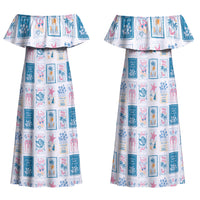 Hawaii Coastal Summer Postcard Family Matching Off Shoulder Maxi Dress and Hawaiian Shirt