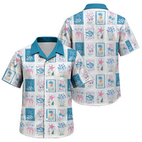 Hawaii Coastal Summer Postcard Family Matching Off Shoulder Maxi Dress and Hawaiian Shirt