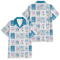 Hawaii Coastal Summer Postcard Family Matching Puletasi and Hawaiian Shirt