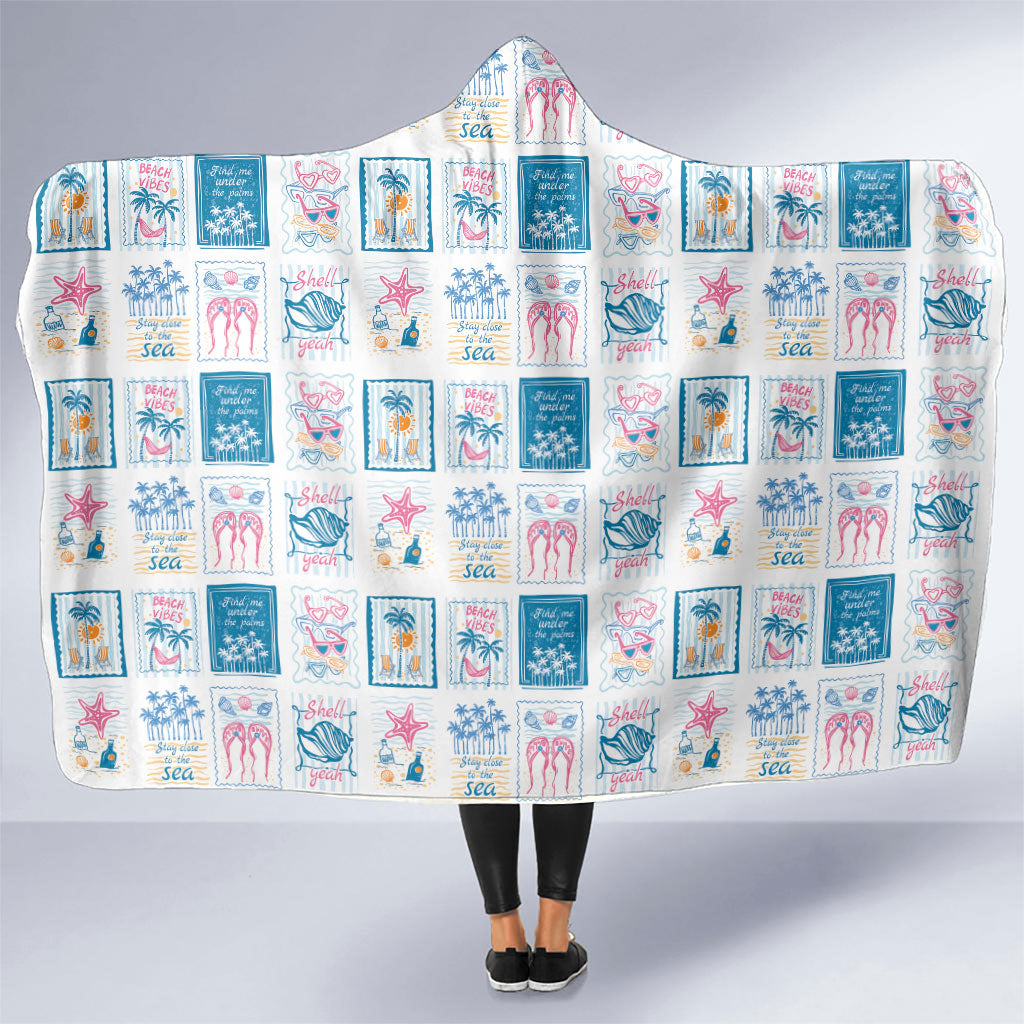Hawaii Coastal Summer Postcard Hooded Blanket