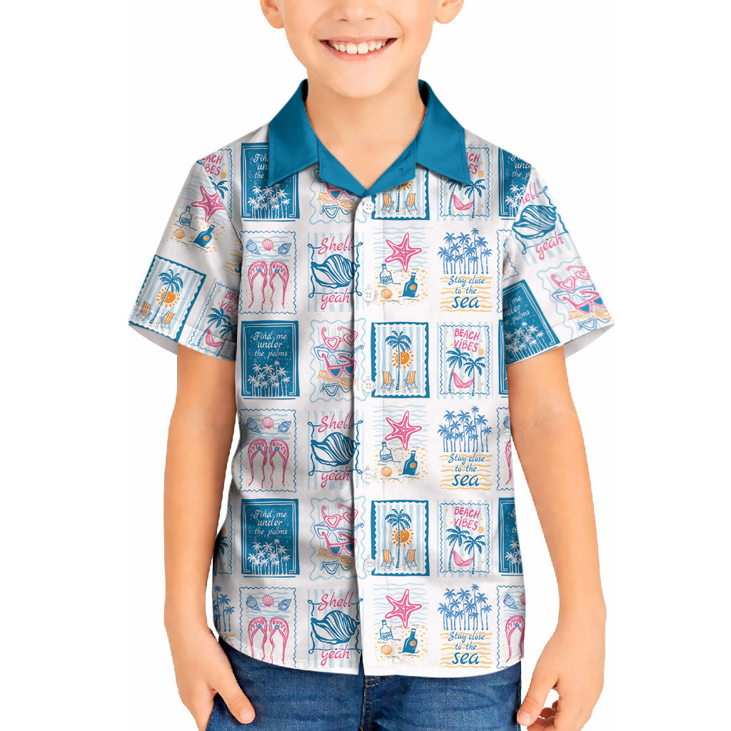 Hawaii Coastal Summer Postcard Kid Hawaiian Shirt