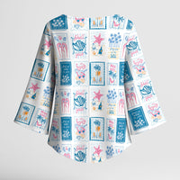 Hawaii Coastal Summer Postcard Kimono Sleeve Blouse