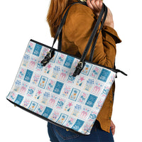 Hawaii Coastal Summer Postcard Leather Tote Bag