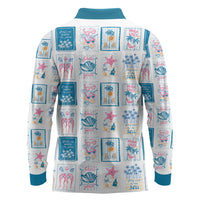 Hawaii Coastal Summer Postcard Long Sleeve Polo Shirt