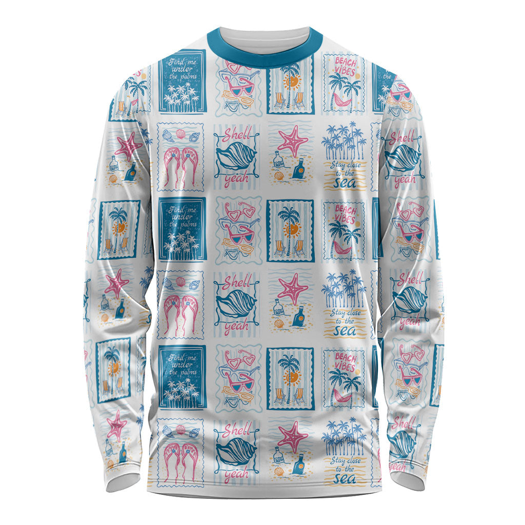 Hawaii Coastal Summer Postcard Long Sleeve Shirt