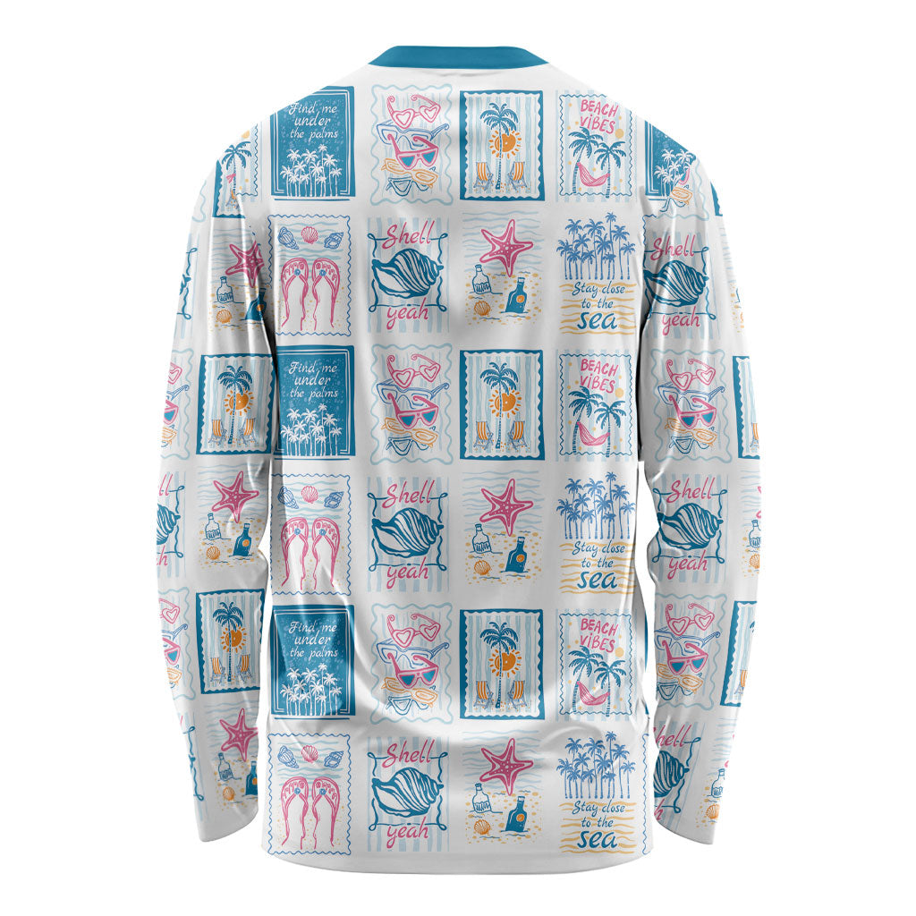 Hawaii Coastal Summer Postcard Long Sleeve Shirt