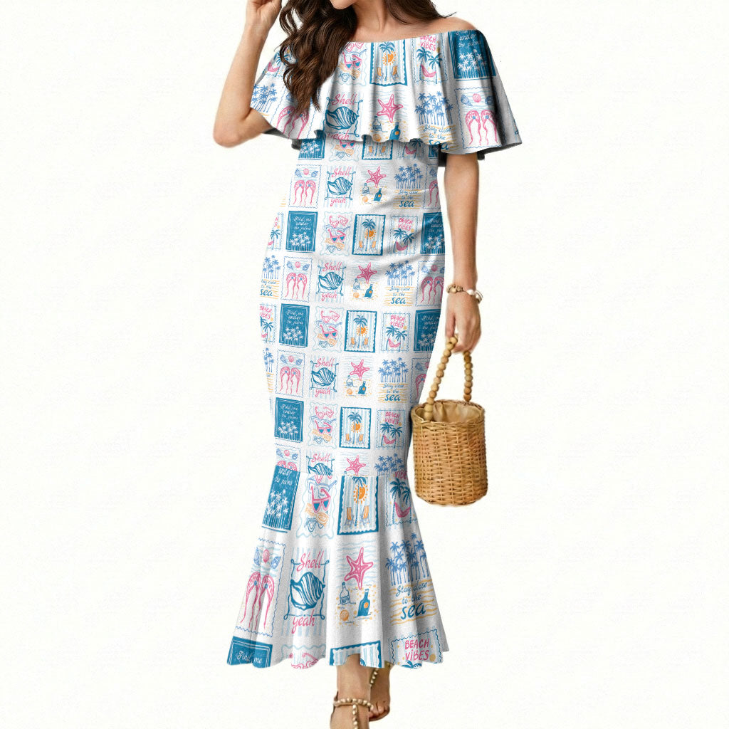 Hawaii Coastal Summer Postcard Mermaid Dress