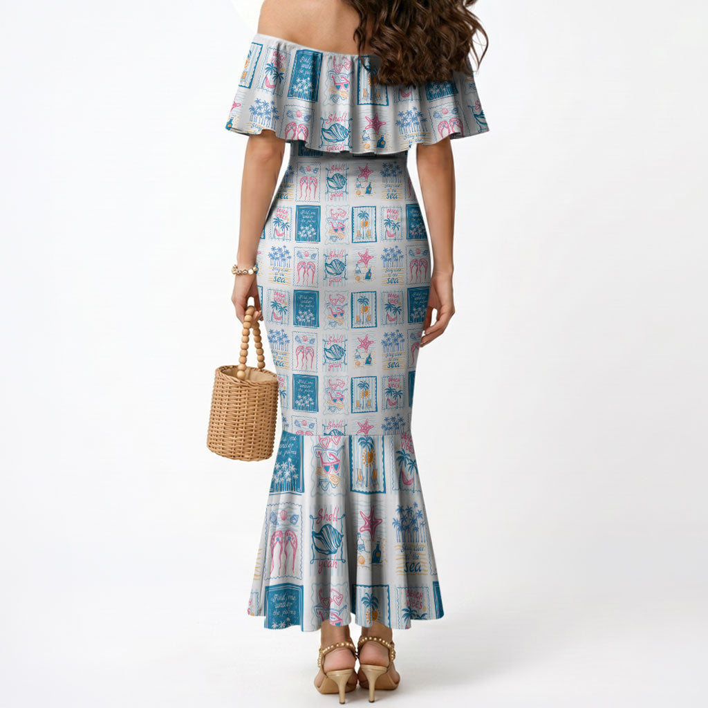 Hawaii Coastal Summer Postcard Mermaid Dress