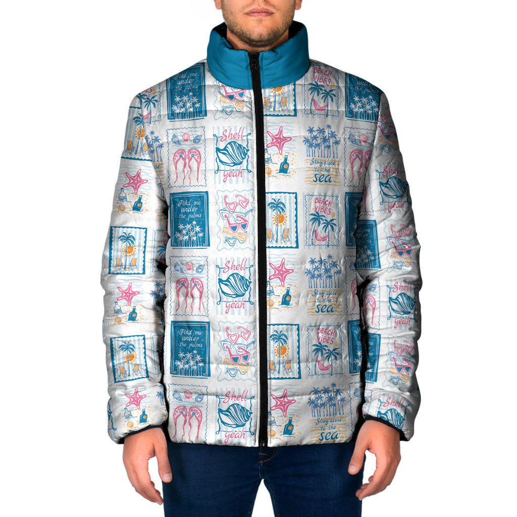 Hawaii Coastal Summer Postcard Padded Jacket LT01 Men Multicolor - Polynesian Pride