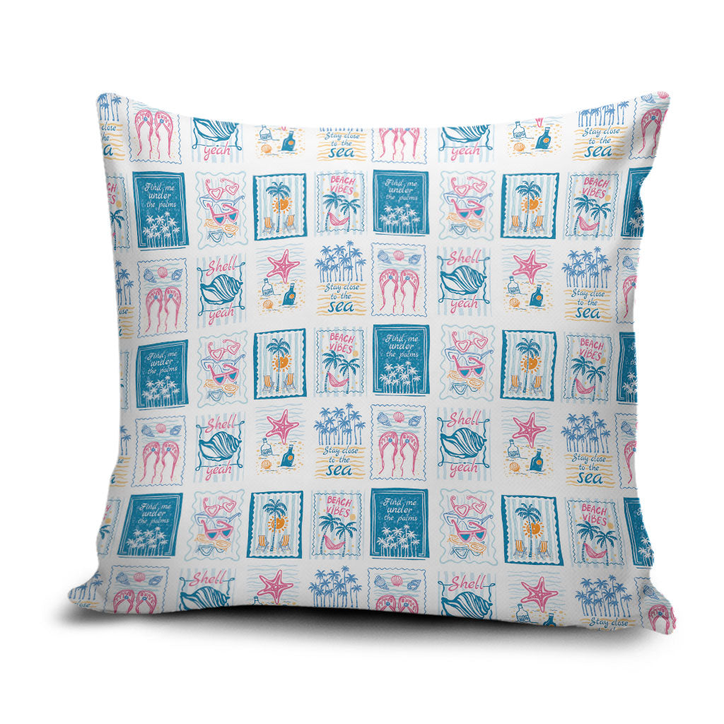 Hawaii Coastal Summer Postcard Pillow Cover