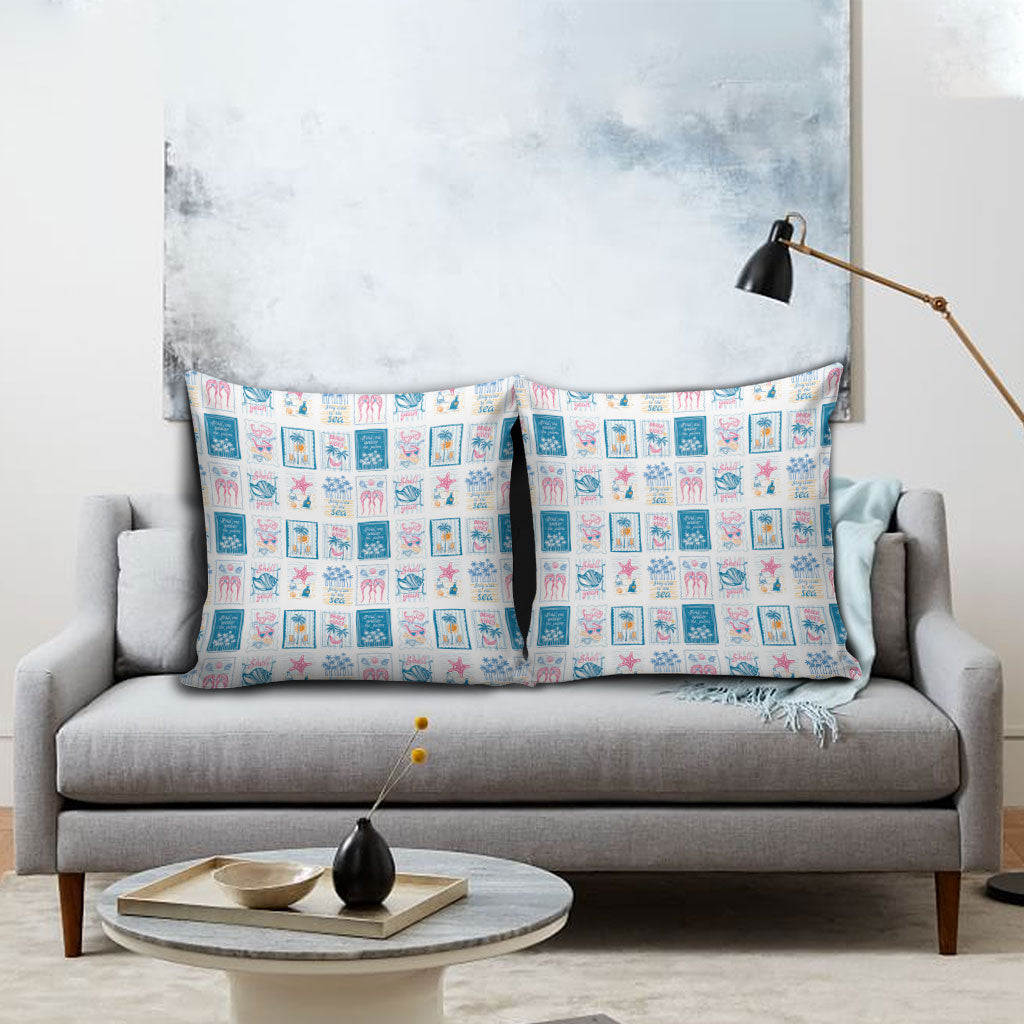 Hawaii Coastal Summer Postcard Pillow Cover