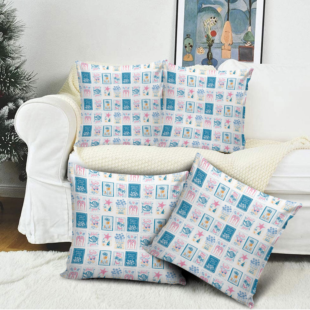 Hawaii Coastal Summer Postcard Pillow Cover