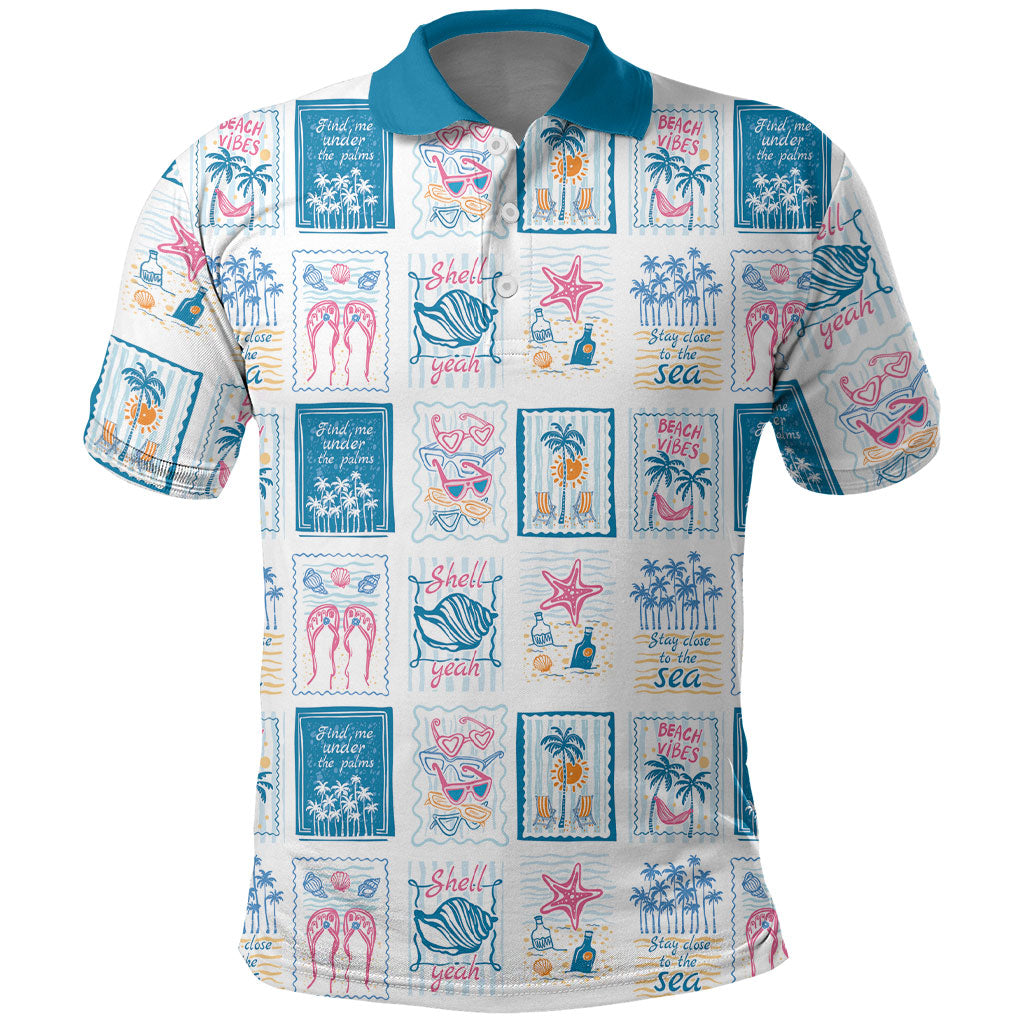 Hawaii Coastal Summer Postcard Polo Shirt