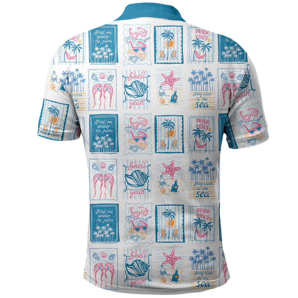 Hawaii Coastal Summer Postcard Polo Shirt
