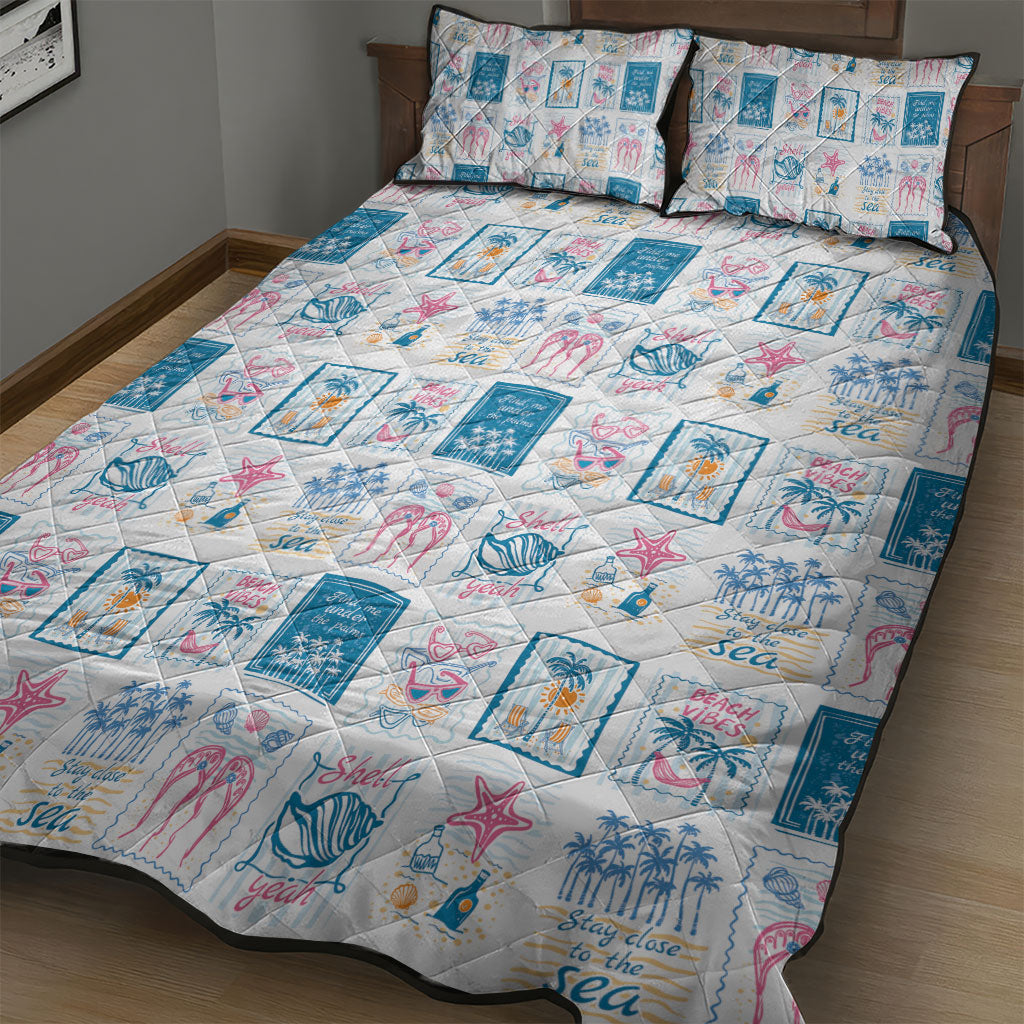 Hawaii Coastal Summer Postcard Quilt Bed Set