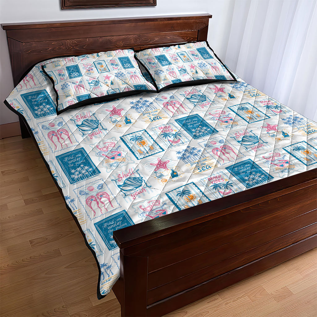 Hawaii Coastal Summer Postcard Quilt Bed Set