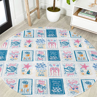 Hawaii Coastal Summer Postcard Round Carpet
