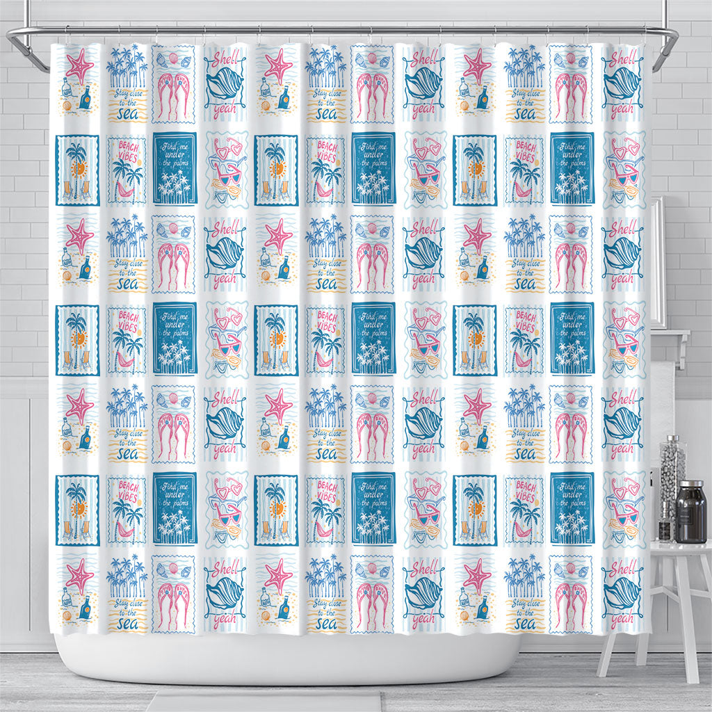 Hawaii Coastal Summer Postcard Shower Curtain