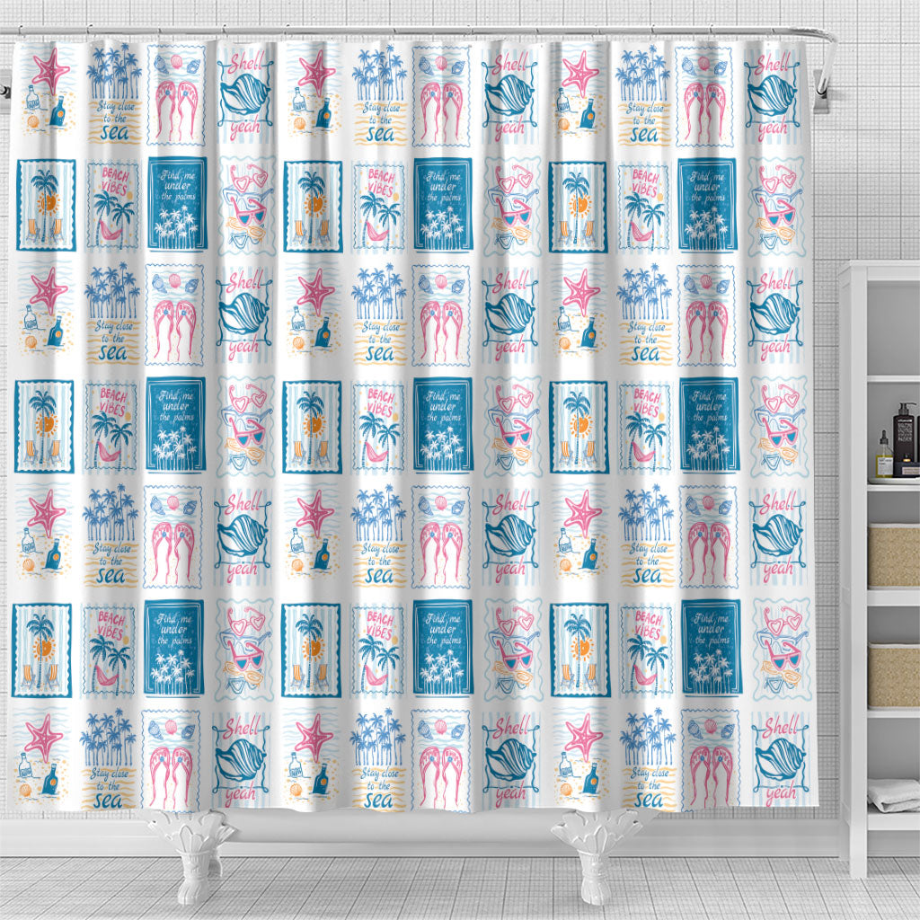 Hawaii Coastal Summer Postcard Shower Curtain