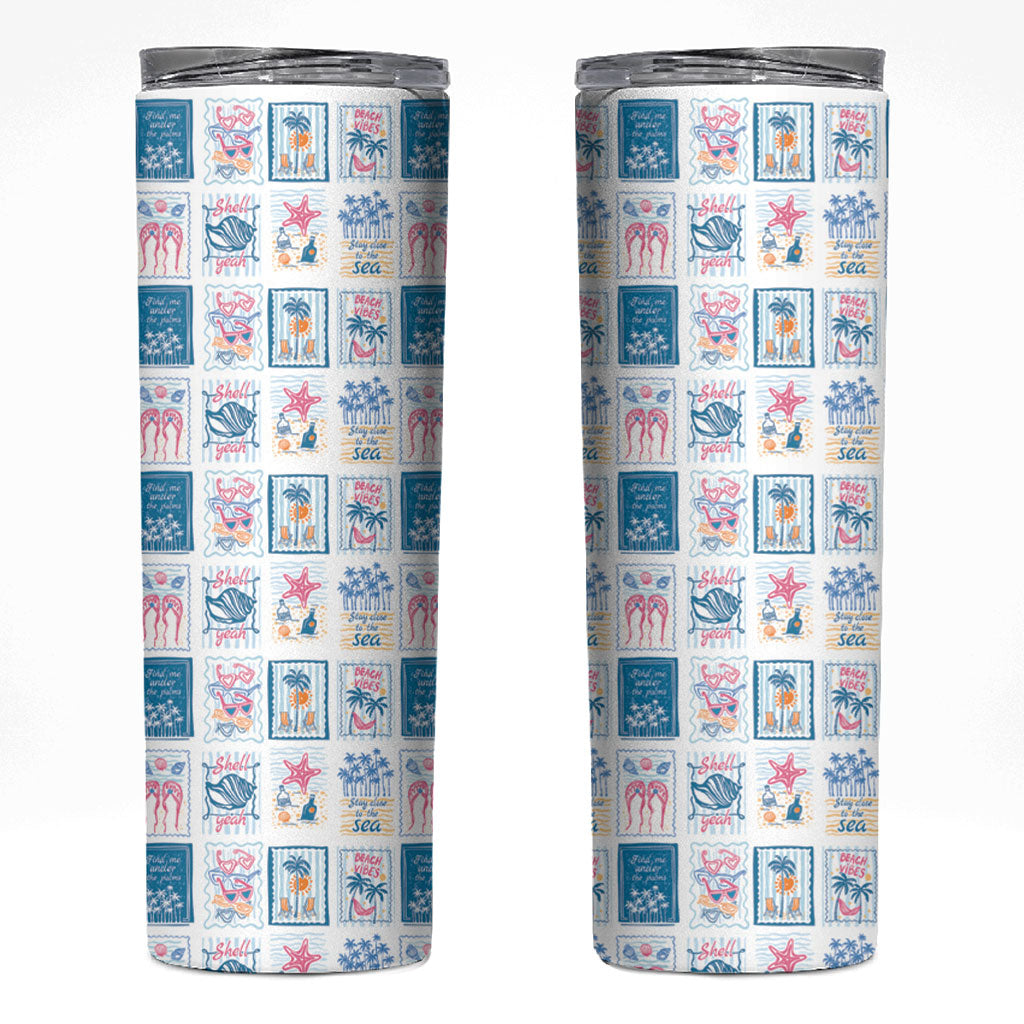 Hawaii Coastal Summer Postcard Skinny Tumbler