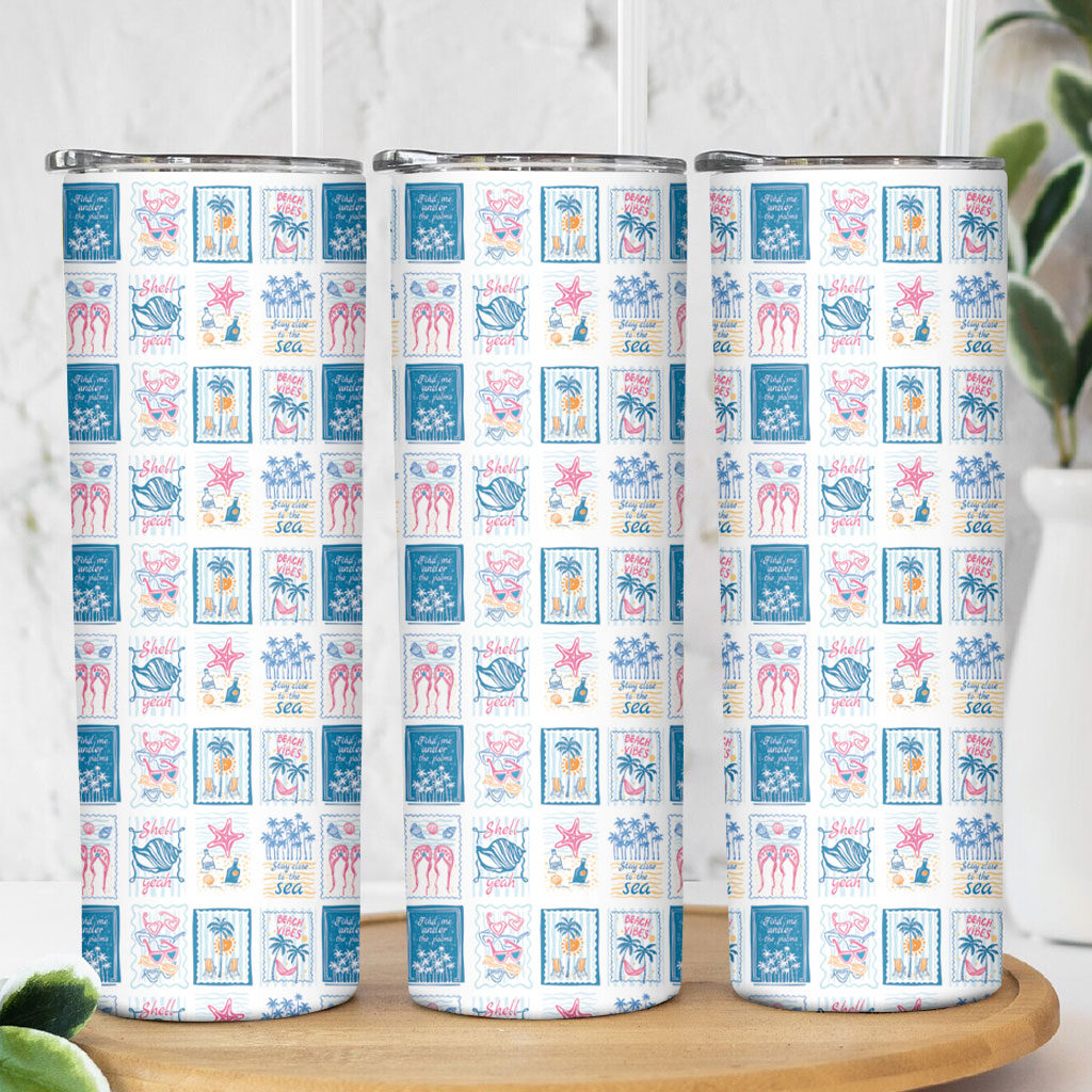 Hawaii Coastal Summer Postcard Skinny Tumbler